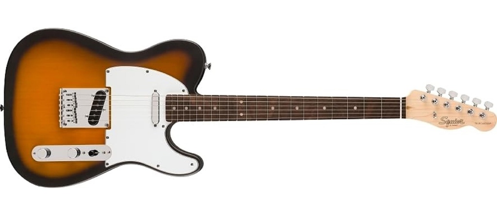 Squier by Fender - Debut Collection Telecaster, Touche en Laurier, Pickguard Blanc, Sunburst 2 Couleurs